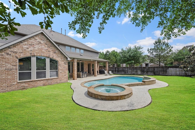 27803 Indigo Pointe Ln, Katy, TX 77494 - view of swimming pool featuring a patio area, a pool with connected hot tub, and ceiling fan