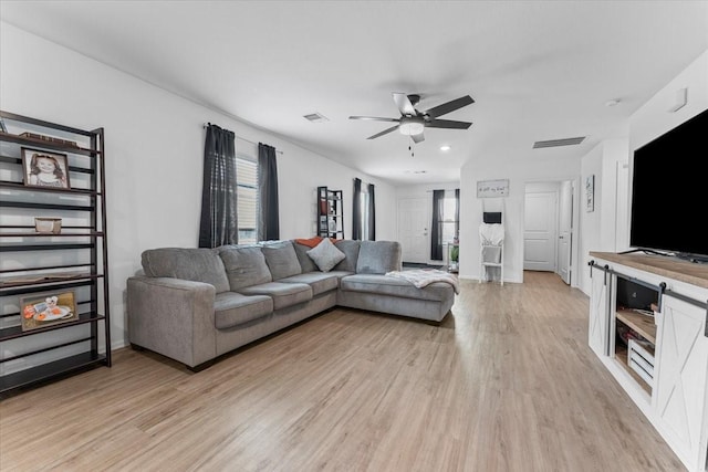 126 Spring Rose Dr, Magnolia, TX 77354 - living room with ceiling fan and light wood-style floors