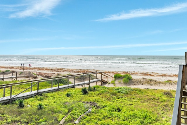 property view of water featuring a view of the beach
