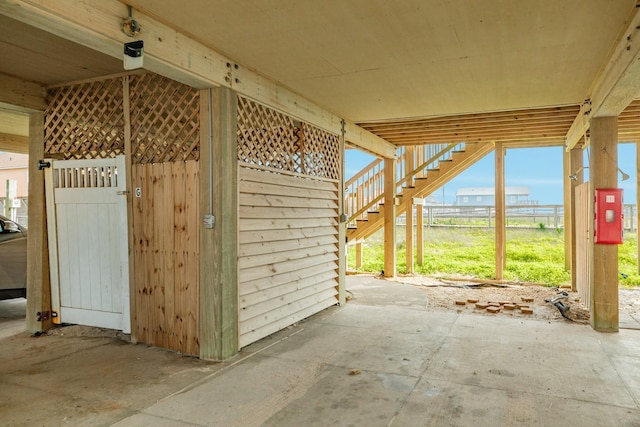 view of patio / terrace featuring stairs