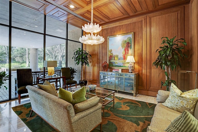101 Westcott St Unit 1402, Houston, TX 77007 - community lobby with wooden walls, wood ceiling, and floor to ceiling windows