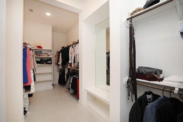 walk in closet featuring visible vents