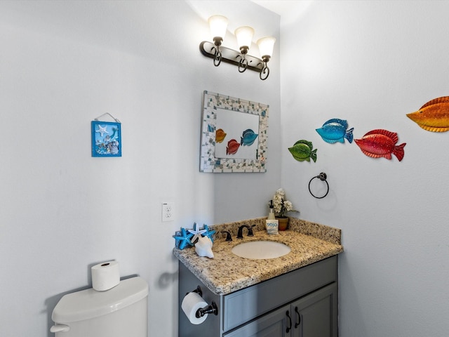 4138 Defender Ln, Galveston, TX 77554 - half bathroom featuring vanity and toilet