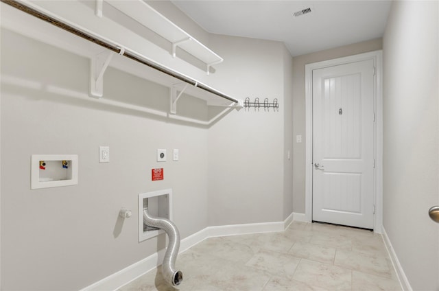 2827 Brisk Autumn Dr, Richmond, TX 77406 - laundry area with baseboards, gas dryer hookup, visible vents, laundry area, and electric dryer hookup