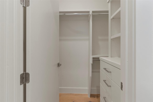 spacious closet featuring light wood-style floors