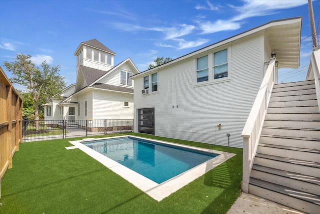 1343 Allston St, Houston, TX 77008 - back of house with a yard, fence, and a fenced in pool