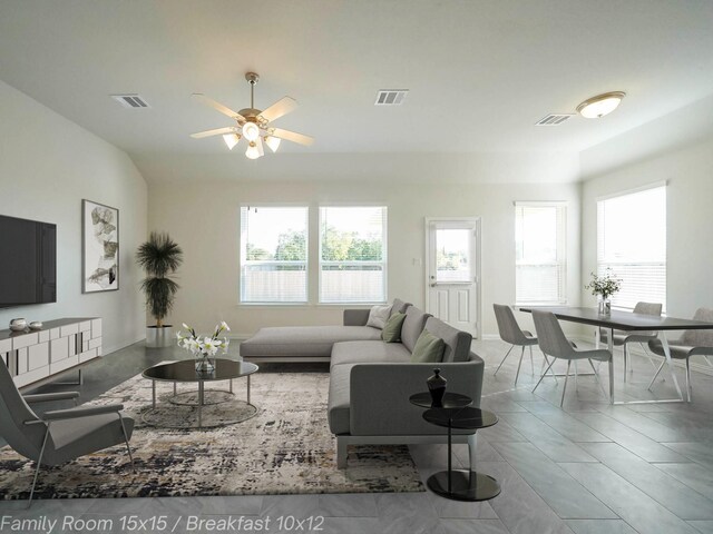 152 Bayou Bend Blvd, Angleton, TX 77515 - living area with plenty of natural light and a ceiling fan