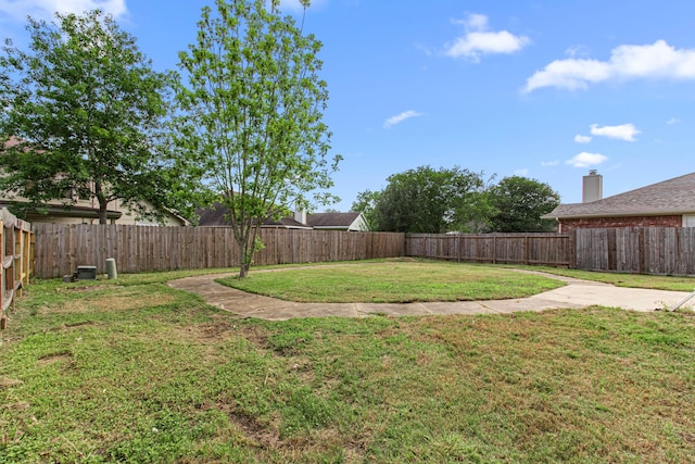 view of yard featuring a fenced backyard
