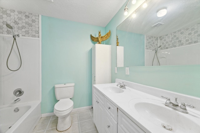 636 S Fm 356, Onalaska, TX 77360 - full bath with double vanity, a sink, a textured ceiling, and bathing tub / shower combination