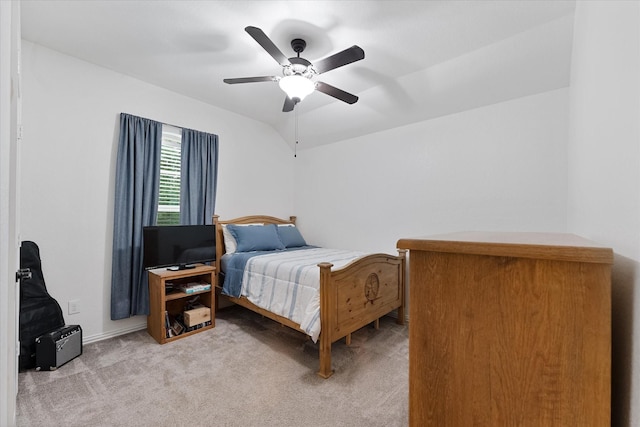 bedroom featuring carpet, ceiling fan, and baseboards