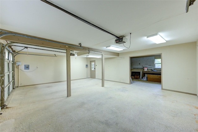 garage with a garage door opener