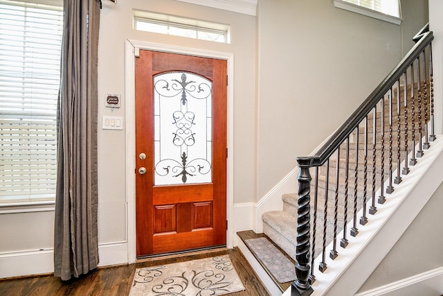 1708 Aden Mist Dr, Houston, TX 77003 - foyer with stairway, wood finished floors, and healthy amount of natural light
