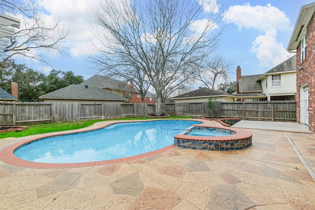 3430 Williams Glen Dr, Sugar Land, TX 77479 - view of pool featuring a patio, a fenced backyard, and a pool with connected hot tub
