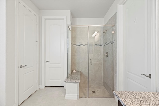 3419 Marlene Meadow Way, Richmond, TX 77406 - bathroom featuring a stall shower and tile patterned flooring