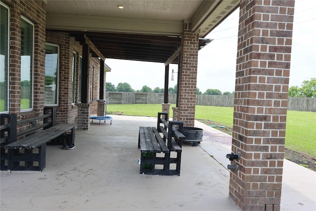 view of patio featuring a fenced backyard
