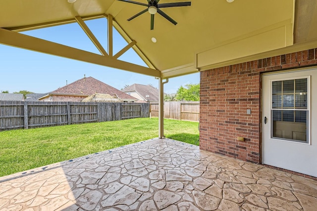 27122 Sable Oaks Ln, Cypress, TX 77433 - view of patio with a ceiling fan and a fenced backyard