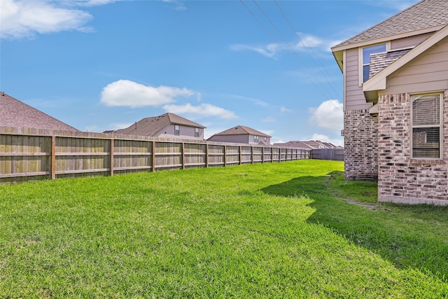 view of yard featuring a fenced backyard