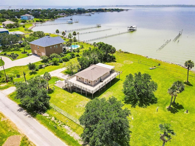 1102 15th St, San Leon, TX 77539 - drone / aerial view with a water view