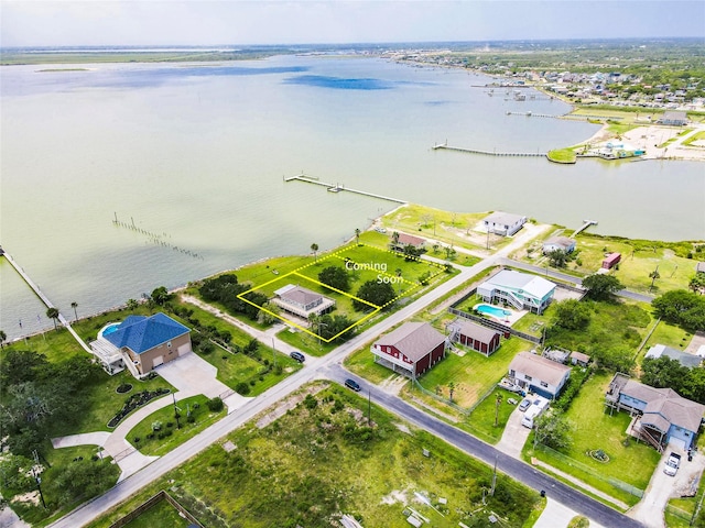 1102 15th St, San Leon, TX 77539 - birds eye view of property featuring a residential view and a water view