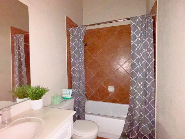 4326 Sunlit Pass Loop, Humble, TX 77396 - full bathroom featuring toilet, shower / bathtub combination with curtain, and vanity
