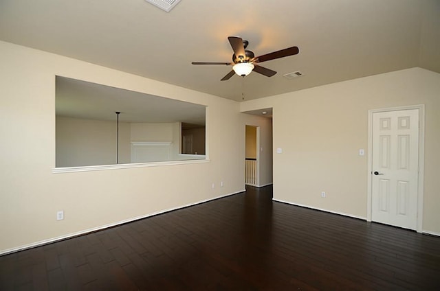 5002 Hearth Hollow Ln, Sugar Land, TX 77479 - empty room featuring baseboards, a ceiling fan, wood finished floors, and visible vents