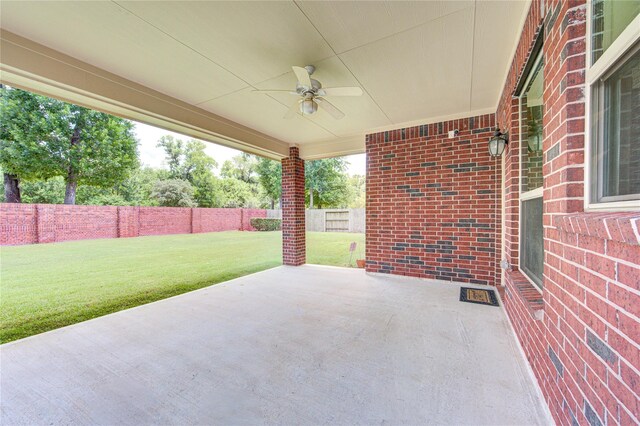 view of patio / terrace featuring a ceiling fan