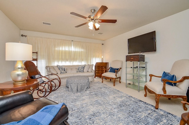1615 Lakeside Enclave Dr, Houston, TX 77077 - carpeted living room with ceiling fan