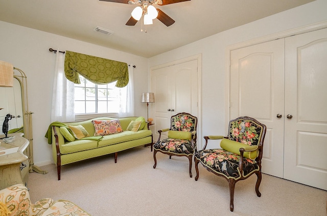 1615 Lakeside Enclave Dr, Houston, TX 77077 - living area with carpet and ceiling fan