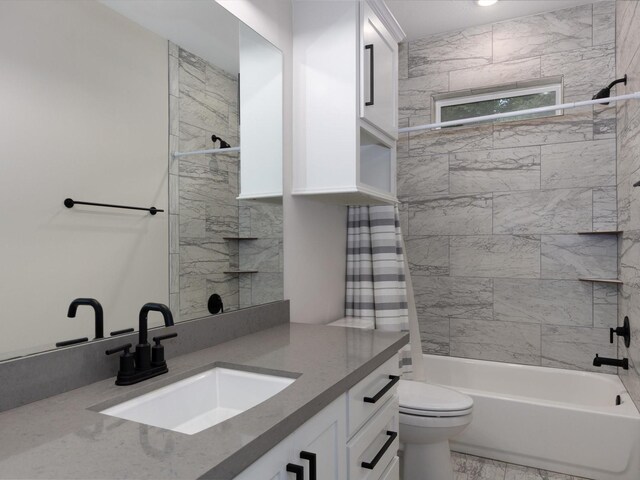 165 Sanctuary Rd, Huntsville, TX 77340 - bathroom with toilet, marble finish floor, shower / bath combination, and vanity