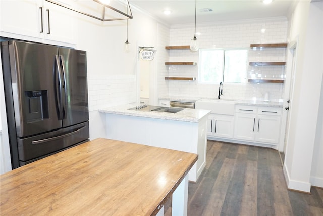 165 Sanctuary Rd, Huntsville, TX 77340 - kitchen with a sink, white cabinets, open shelves, and stainless steel appliances