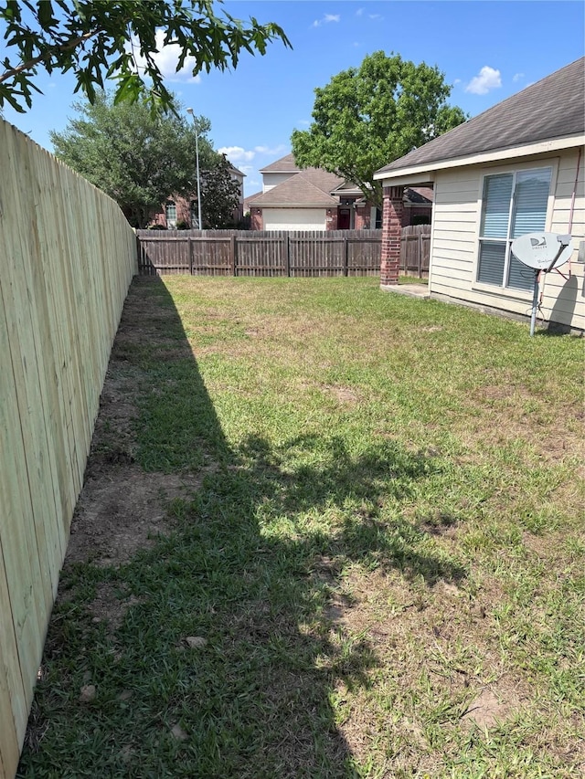 view of yard featuring a fenced backyard