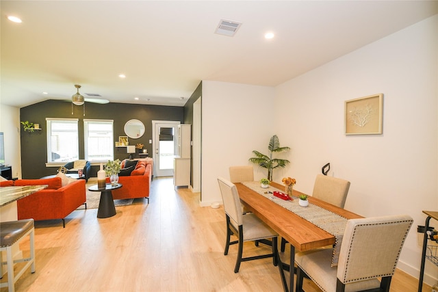 1219 Ricasoli Dr, Richmond, TX 77406 - dining area with recessed lighting, a ceiling fan, visible vents, and light wood-type flooring