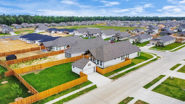 birds eye view of property with a residential view