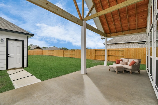 view of patio featuring a fenced backyard
