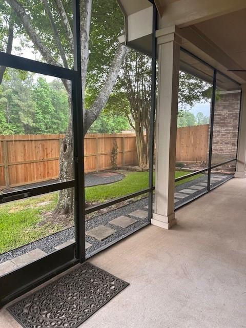 view of unfurnished sunroom