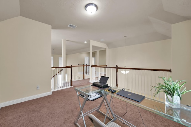 8107 Lockridge Terrace Ln, Cypress, TX 77433 - home office with carpet flooring, visible vents, and baseboards