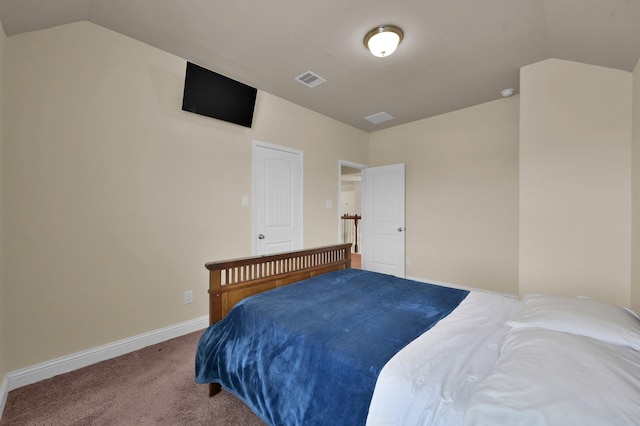 8107 Lockridge Terrace Ln, Cypress, TX 77433 - bedroom with baseboards, visible vents, carpet flooring, and vaulted ceiling