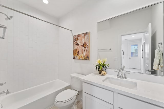 1207 Highland Vineyard Ln, Houston, TX 77091 - full bath featuring shower / bathtub combination, vanity, toilet, and recessed lighting