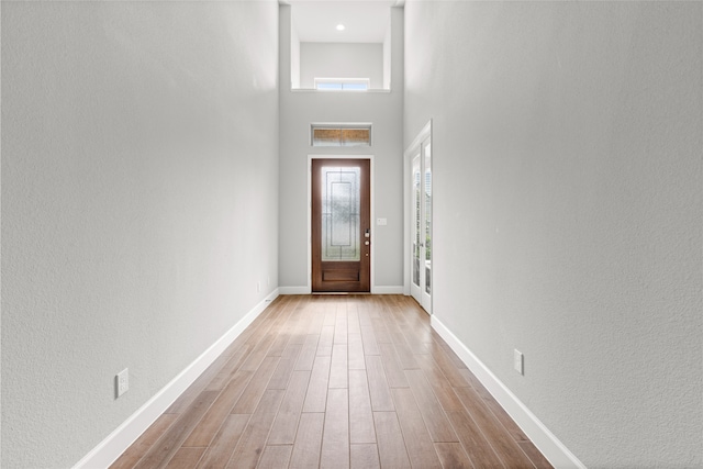 entrance foyer featuring wood finished floors and baseboards