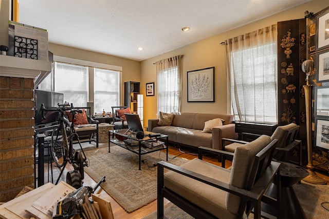 528 Hawthorne St, Houston, TX 77006 - living area featuring wood finished floors, recessed lighting, and stairs
