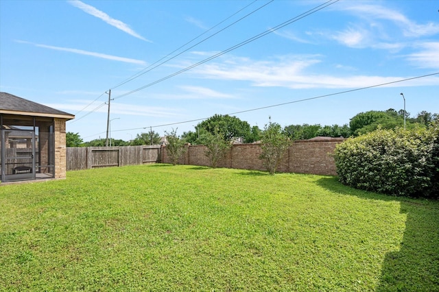 view of yard featuring a fenced backyard