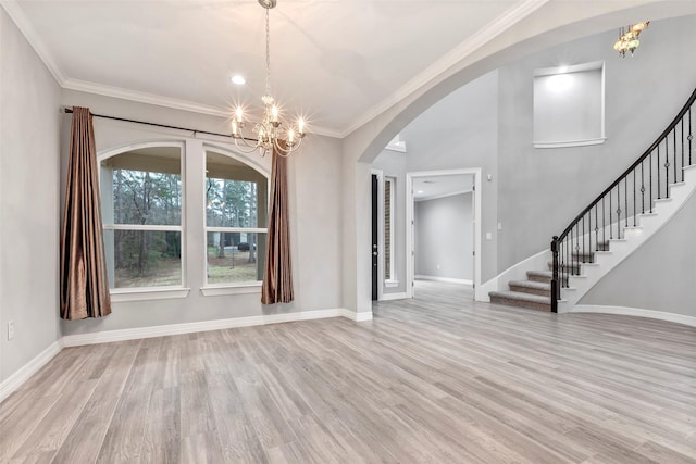 461 Pine Forest Acres Dr, Trinity, TX 75862 - interior space featuring stairway, a chandelier, and light wood-style floors