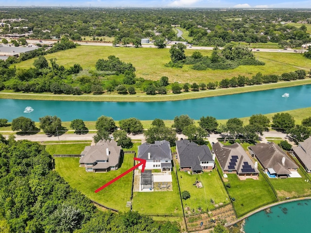3631 Belmont Shore Ln, Missouri City, TX 77459 - aerial perspective of suburban area featuring a nearby body of water and a tree filled landscape