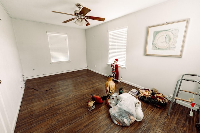 5514 Pardee St, Houston, TX 77026 - unfurnished bedroom with baseboards, a ceiling fan, and wood finished floors