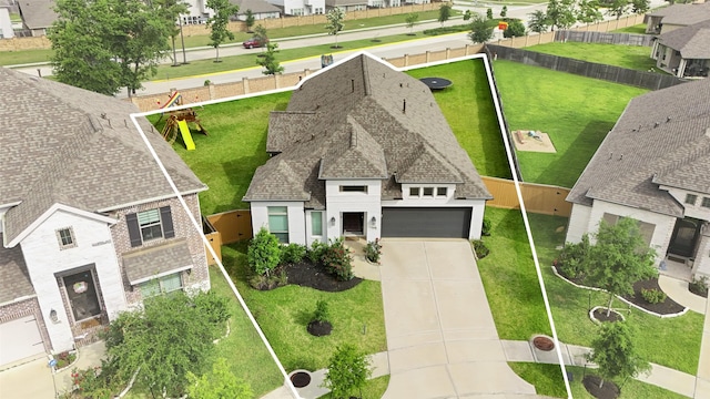 bird's eye view with a residential view