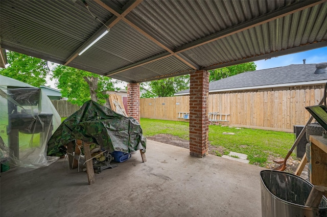 view of patio featuring a fenced backyard