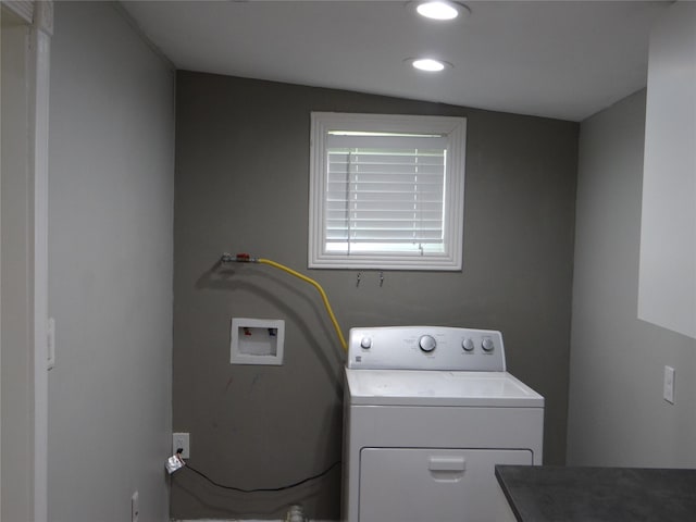 laundry room with recessed lighting, laundry area, and washer / dryer