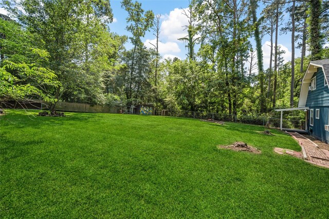 view of yard with a fenced backyard