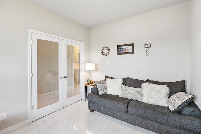 living room with french doors