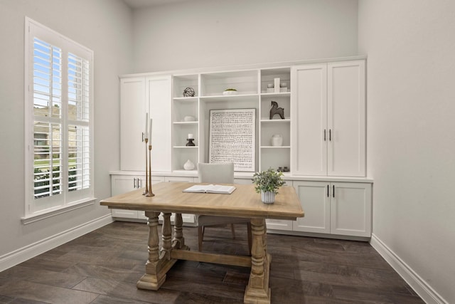 16711 Arboleda Dr, Humble, TX 77346 - home office featuring baseboards and dark wood-style floors
